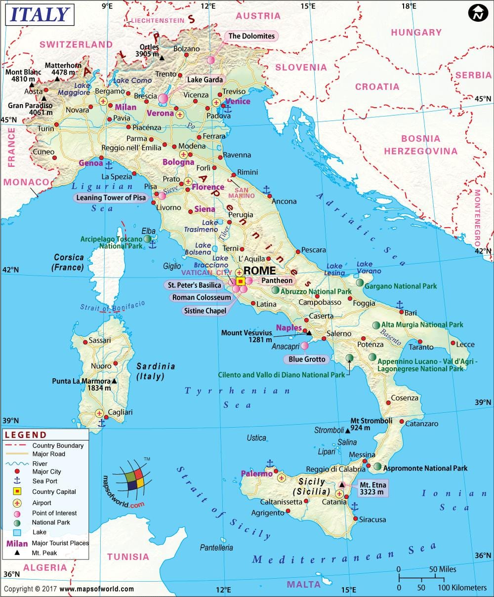 Mapa de nápoles, italia área circundante