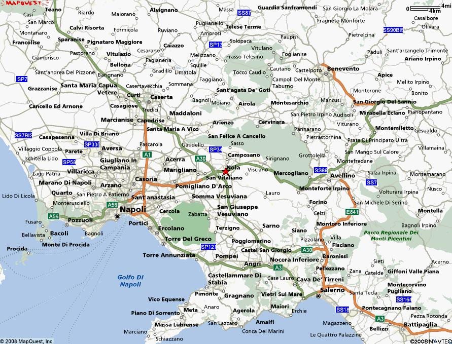 mapa de nápoles, italia barrios