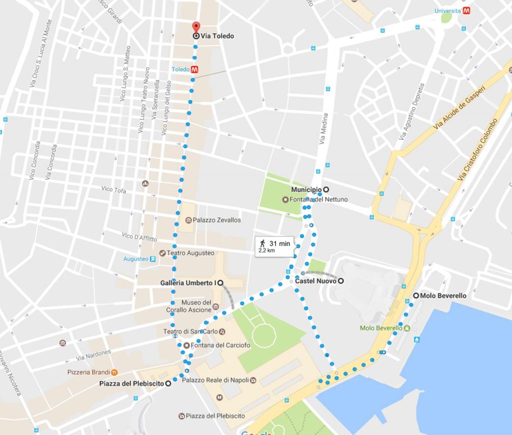 nápoles paseo a pé mapa