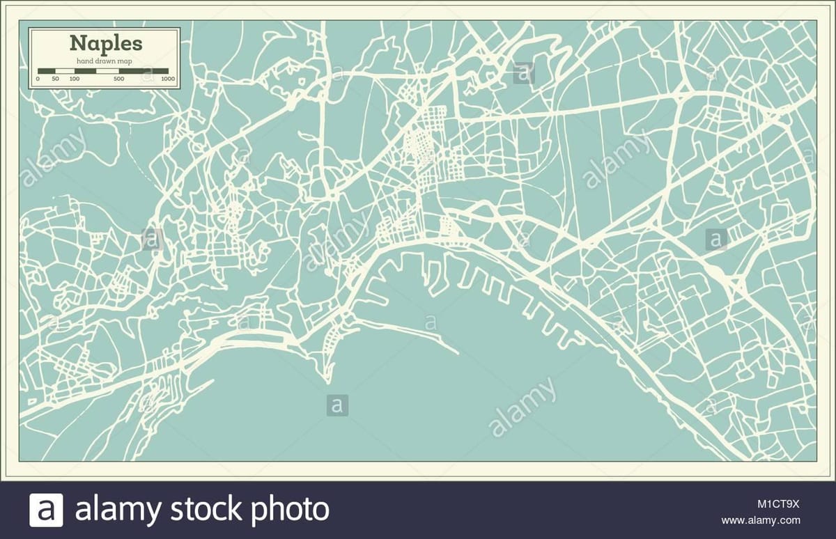 Mapa de nápoles, italia cidade