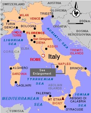 nápoles, en italia mapa
