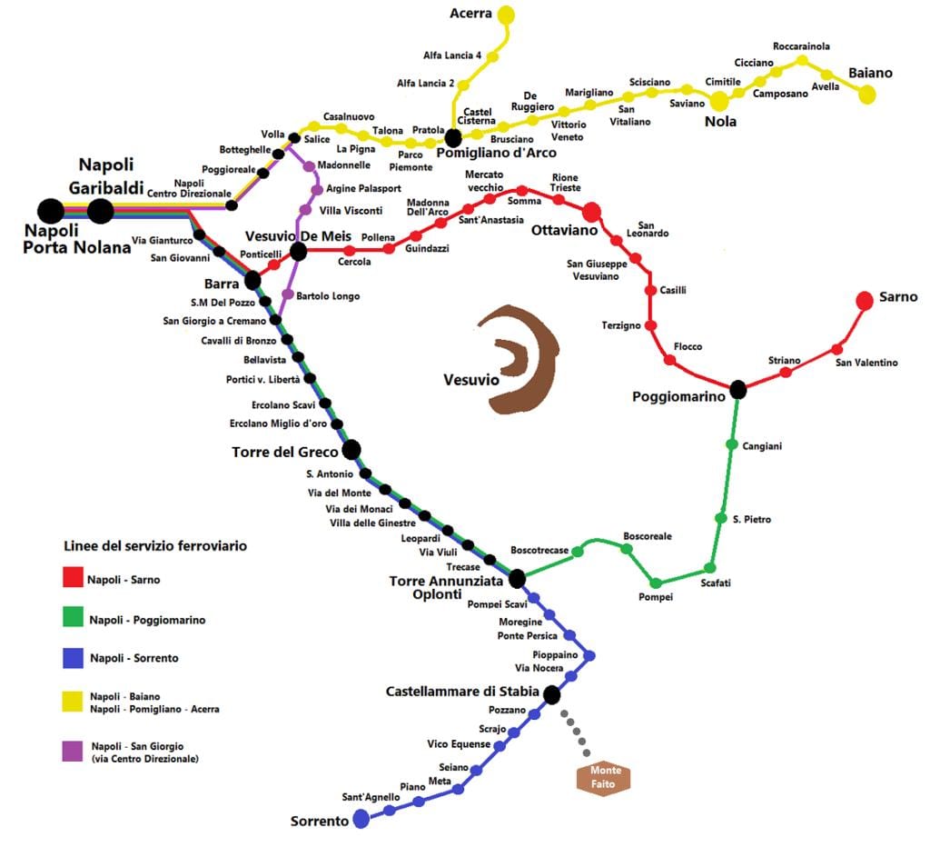 napoli tren mapa