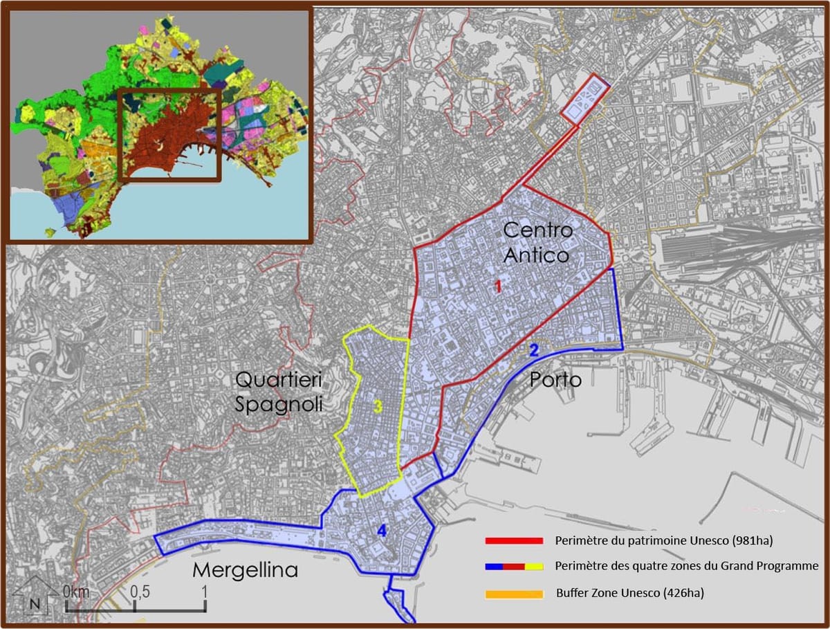 Mapa do centro histórico de nápoles