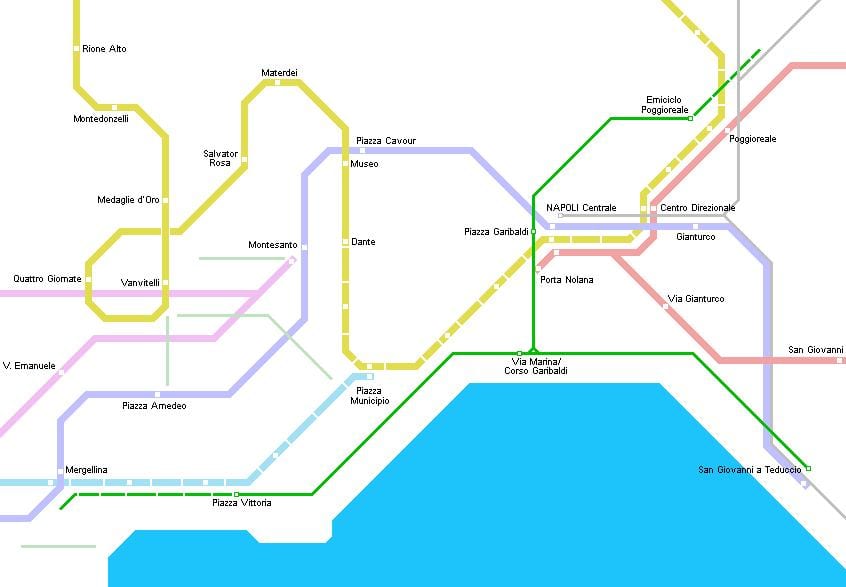 Mapa de nápoles, tranvía 