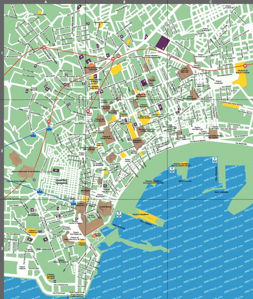 nápoles atraccións turísticas mapa