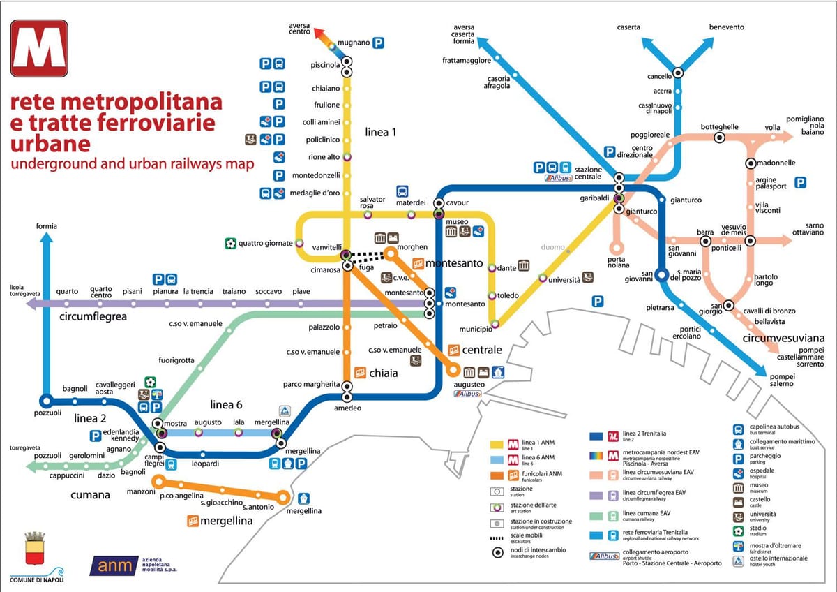 nápoles, autobús mapa