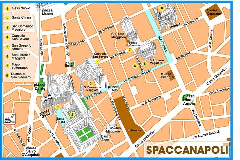 Mapa de spaccanapoli nápoles